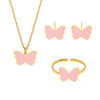 Wholesale Kids' Jewelry Set Ferris Wheel Cute Pink Butterfly Design Titanium Steel Stainless Steel Enamel Glaze Electroplated