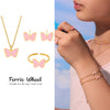 Wholesale Kids' Jewelry Set Ferris Wheel Cute Pink Butterfly Design Titanium Steel Stainless Steel Enamel Glaze Electroplated