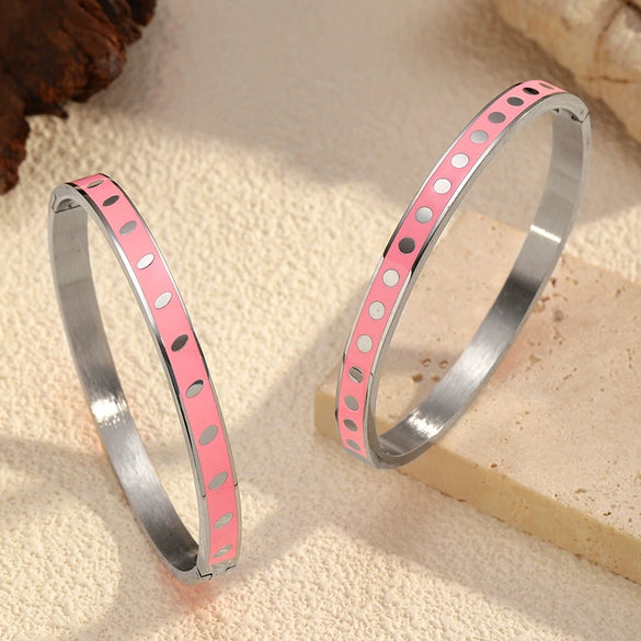 Wholesale Klein Blue Enamel Drip Oil Stainless Steel Bracelet Retro Style Jewelry