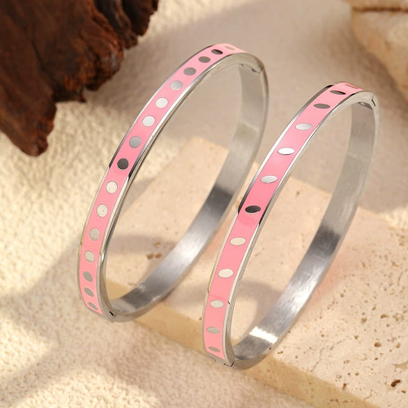 Wholesale Klein Blue Enamel Drip Oil Stainless Steel Bracelet Retro Style Jewelry