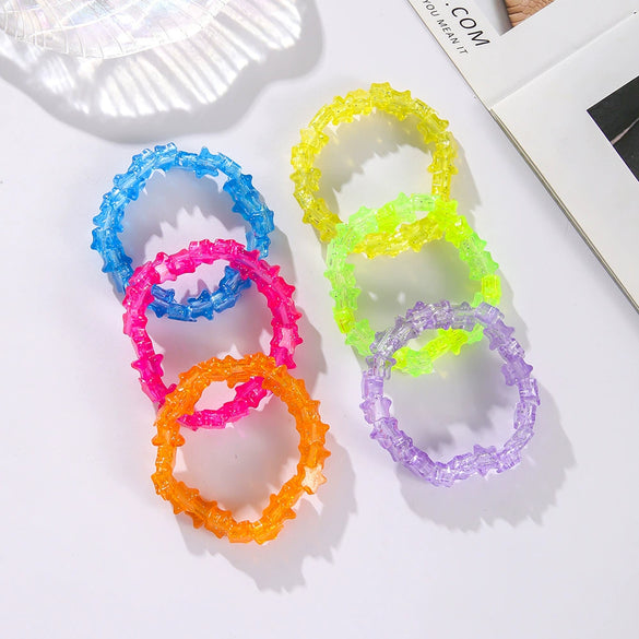 Wholesale Ladies Acrylic Geometric Fivepointed Star Handmade Elastic Multilayer Bracelet