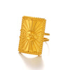 Wholesale Ladies' Adjustable Opening Ring With Letter Number Text Pattern In Rectangular Geometric Stainless Steel Electroplated Design