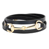Wholesale Ladies Alloy And Genuine Leather Bracelet With Three Circle Winding And Leaves Pattern Electroplated Fashion Style