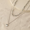 Wholesale Ladies Alloy Jewelry Cold Retro Love Heart Double Necklace With Electroplating