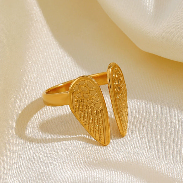 Wholesale Ladies Animal Style Stainless Steel Wing Open Ring Electroplated