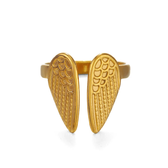 Wholesale Ladies Animal Style Stainless Steel Wing Open Ring Electroplated
