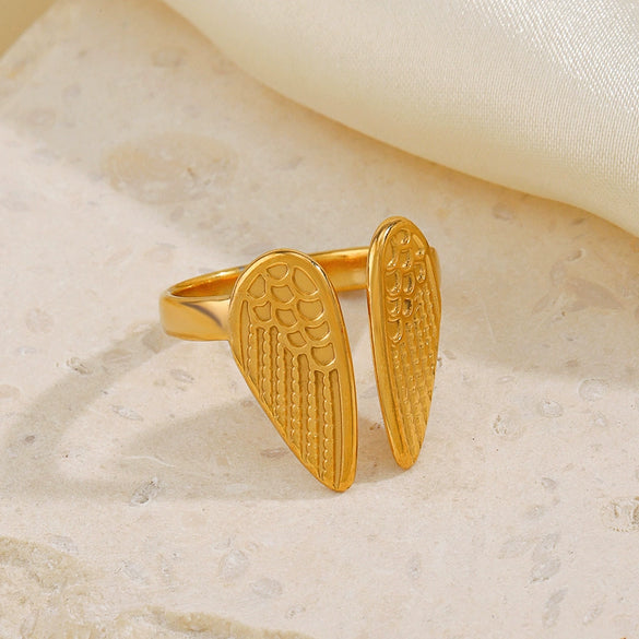 Wholesale Ladies Animal Style Stainless Steel Wing Open Ring Electroplated