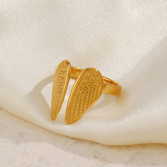 Wholesale Ladies Animal Style Stainless Steel Wing Open Ring Electroplated