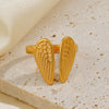 Wholesale Ladies Animal Style Stainless Steel Wing Open Ring Electroplated