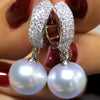 Wholesale Ladies Baroque Style Imitation Pearl Zircon Earrings With Copper Material And Geometric Pattern