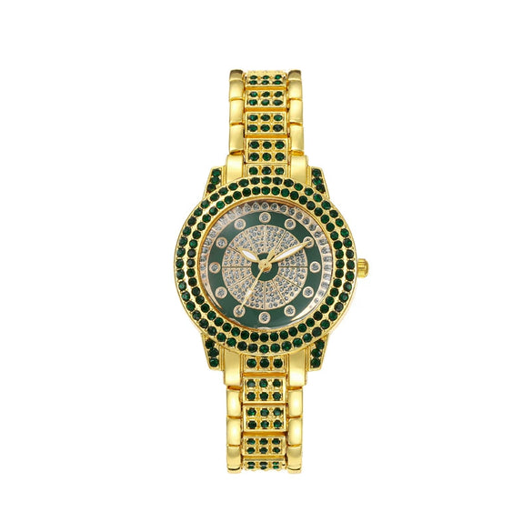 Wholesale Ladies Casual Alloy Watch With Round Dial And Rhinestone Gypsophila Design