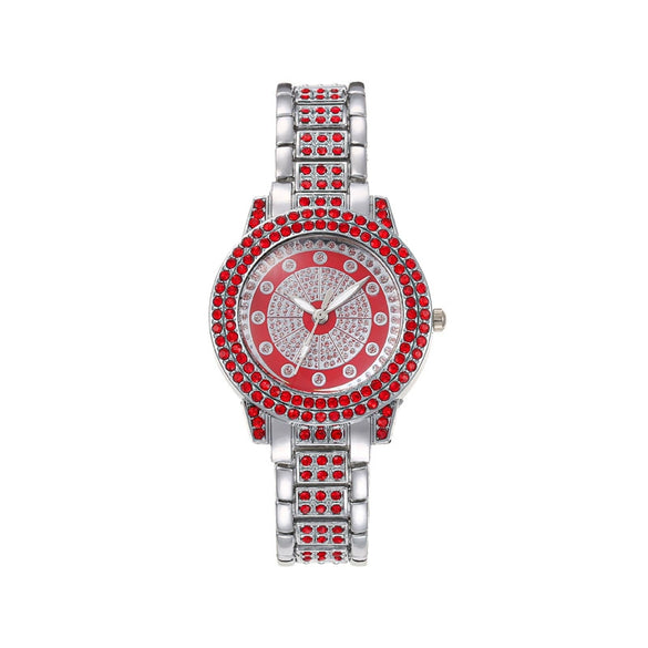 Wholesale Ladies Casual Alloy Watch With Round Dial And Rhinestone Gypsophila Design