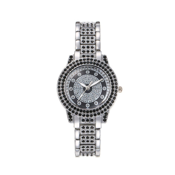 Wholesale Ladies Casual Alloy Watch With Round Dial And Rhinestone Gypsophila Design