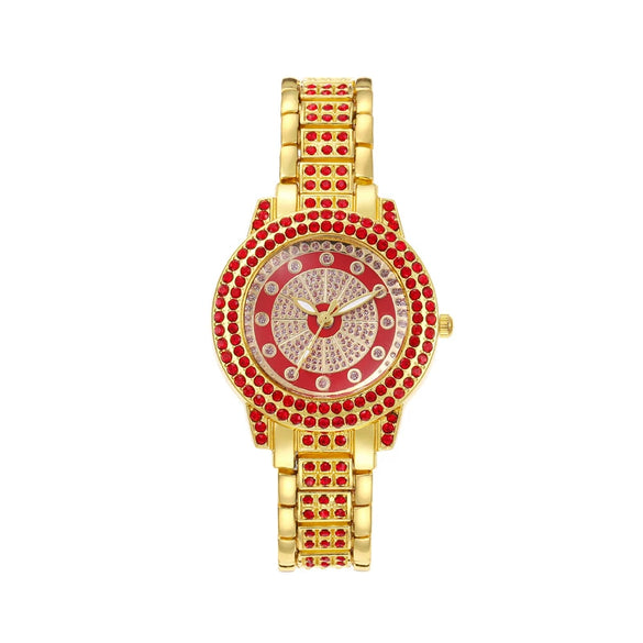 Wholesale Ladies Casual Alloy Watch With Round Dial And Rhinestone Gypsophila Design