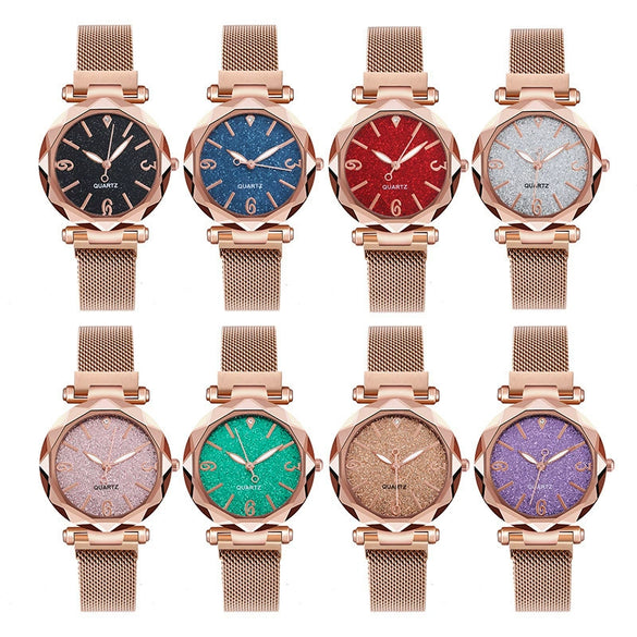 Wholesale Ladies Casual Quartz Watch With Alloy Case Fine Steel Strap And Round Dial Star Design