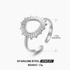 Wholesale Ladies Cool Wind Opening Adjustable Colorfast Stainless Steel Sunflower Ring With Geometric Pattern And Electroplating