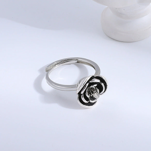 Wholesale Ladies Copper Antiwolf Selfdefense Rotary Opening Ring With Flower Microinlay