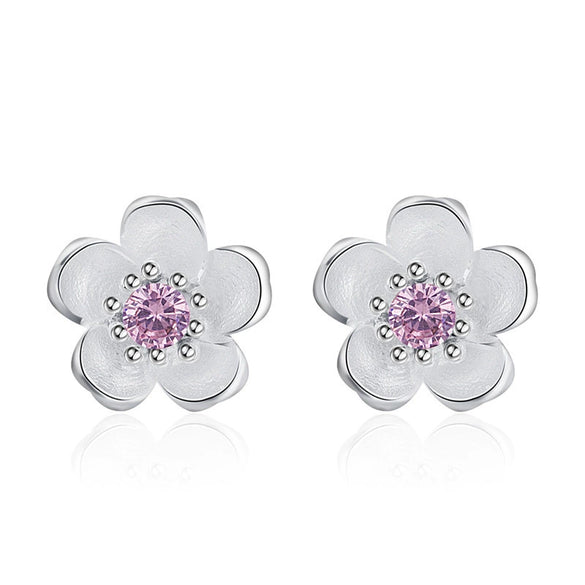 Wholesale Ladies Copper Earrings With Micro Inlaid Zircon Geometric Pattern Electroplating Treatment Plants And Flowers Style