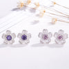 Wholesale Ladies Copper Earrings With Micro Inlaid Zircon Geometric Pattern Electroplating Treatment Plants And Flowers Style