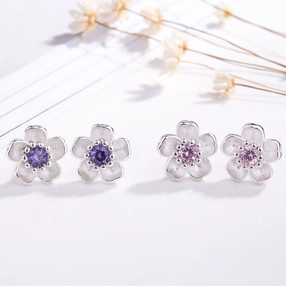 Wholesale Ladies Copper Earrings With Micro Inlaid Zircon Geometric Pattern Electroplating Treatment Plants And Flowers Style
