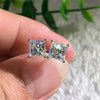 Wholesale Ladies Copper Geometric Square Zircon Earrings With Electroplating Treatment Simple Style