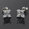 Wholesale Ladies Copper Geometric Square Zircon Earrings With Electroplating Treatment Simple Style