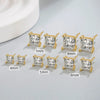 Wholesale Ladies Copper Geometric Square Zircon Earrings With Electroplating Treatment Simple Style