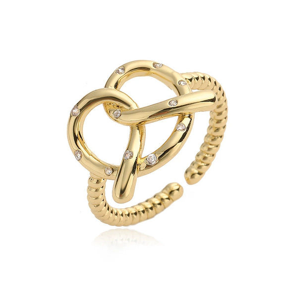 Wholesale Ladies Copper Heart Shaped Geometric Style Zirconia Ring