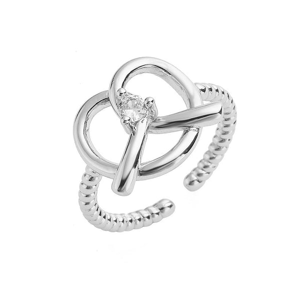 Wholesale Ladies Copper Heart Shaped Geometric Style Zirconia Ring