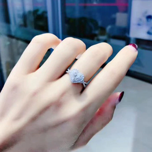 Wholesale Ladies Copper Heart Shaped Ring Jewelry With Zircon
