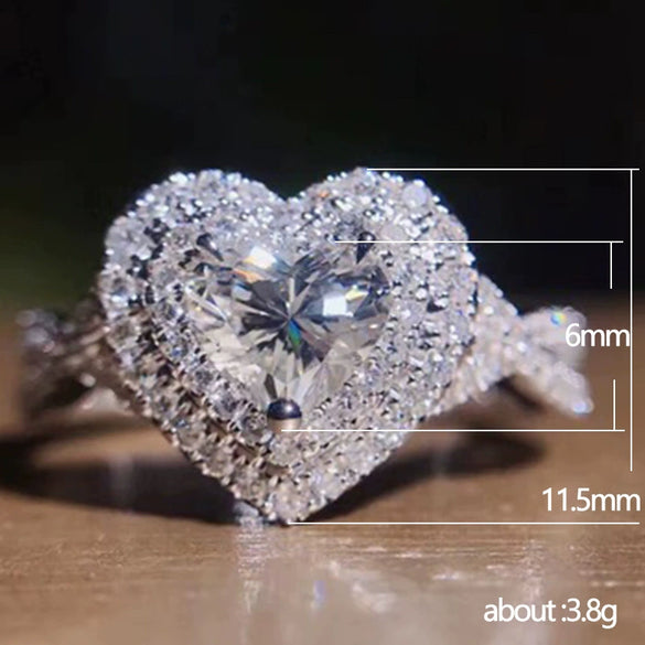 Wholesale Ladies Copper Heart Shaped Ring Jewelry With Zircon