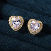 Wholesale Ladies Copper Heartshaped Zircon Roseplated Gold Earrings