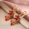 Wholesale Ladies Copper Inlaid Zircon Flower Earrings