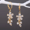 Wholesale Ladies Copper Inlaid Zircon Flower Earrings