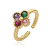Wholesale Ladies Copper Inlaid Zirconia Four Leaf Clover Opening Ring Light Luxury Flower Style