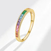 Wholesale Ladies Copper Square Geometric Rainbow Zircon Ring With Electroplating