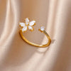 Wholesale Ladies Copper Zircon Inlaid Flower Leaf Fashion Ring With Electroplating