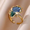 Wholesale Ladies Copper Zircon Inlaid Flower Leaf Fashion Ring With Electroplating
