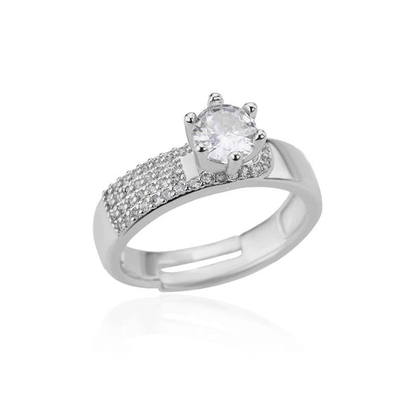 Wholesale Ladies Copper Zircon Inlaid Flower Leaf Fashion Ring With Electroplating