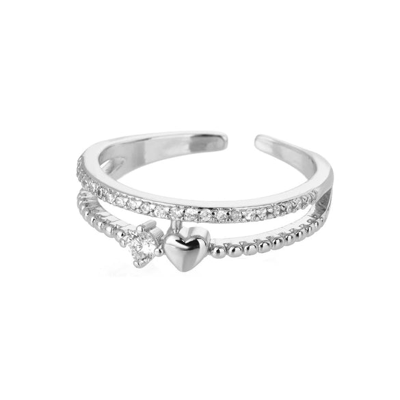 Wholesale Ladies Copper Zircon Inlaid Flower Leaf Fashion Ring With Electroplating