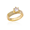 Wholesale Ladies Copper Zircon Inlaid Flower Leaf Fashion Ring With Electroplating