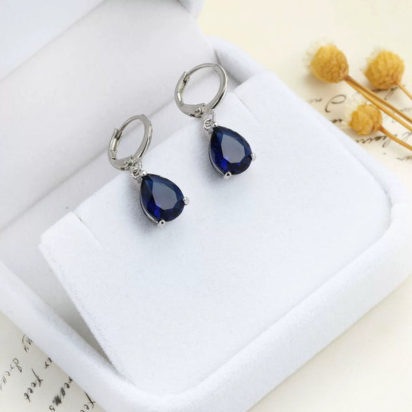 Wholesale Ladies Copper Zircon Jewelry Drop Shaped Earrings With Electroplating And Geometric Style