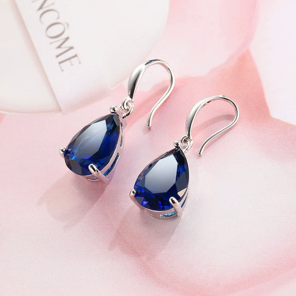 Wholesale Ladies Copper Zircon Jewelry Drop Shaped Earrings With Electroplating And Geometric Style