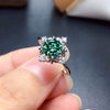 Wholesale Ladies Copper Zircon Ring With Geometric Design And Inlaid Emerald