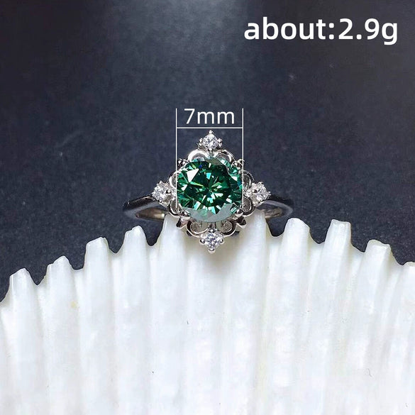 Wholesale Ladies Copper Zircon Ring With Geometric Design And Inlaid Emerald