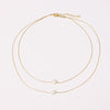 Wholesale Ladies Double Layer Freshwater Pearl Copper 14K Gold Plated Multilayer Conventional Chain Necklace With Geometric Pattern