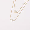 Wholesale Ladies Double Layer Freshwater Pearl Copper 14K Gold Plated Multilayer Conventional Chain Necklace With Geometric Pattern