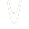 Wholesale Ladies Double Layer Freshwater Pearl Copper 14K Gold Plated Multilayer Conventional Chain Necklace With Geometric Pattern