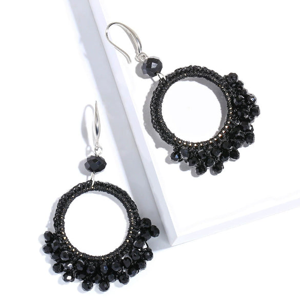Wholesale Ladies Earrings Retro Handwoven Minimalist Style With Beads Alloy And Geometric Pattern