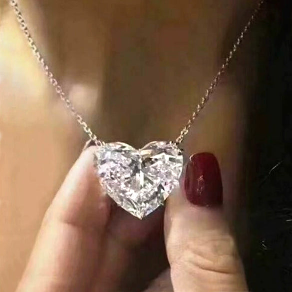 Wholesale Ladies Elegant Heartshaped Copper Love Necklace With Mixed Gem Inlay And Single Zircon